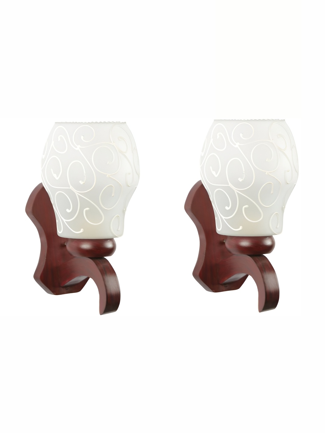 

1ST TIME Maroon & White Printed Glass Traditional Wall Lamp