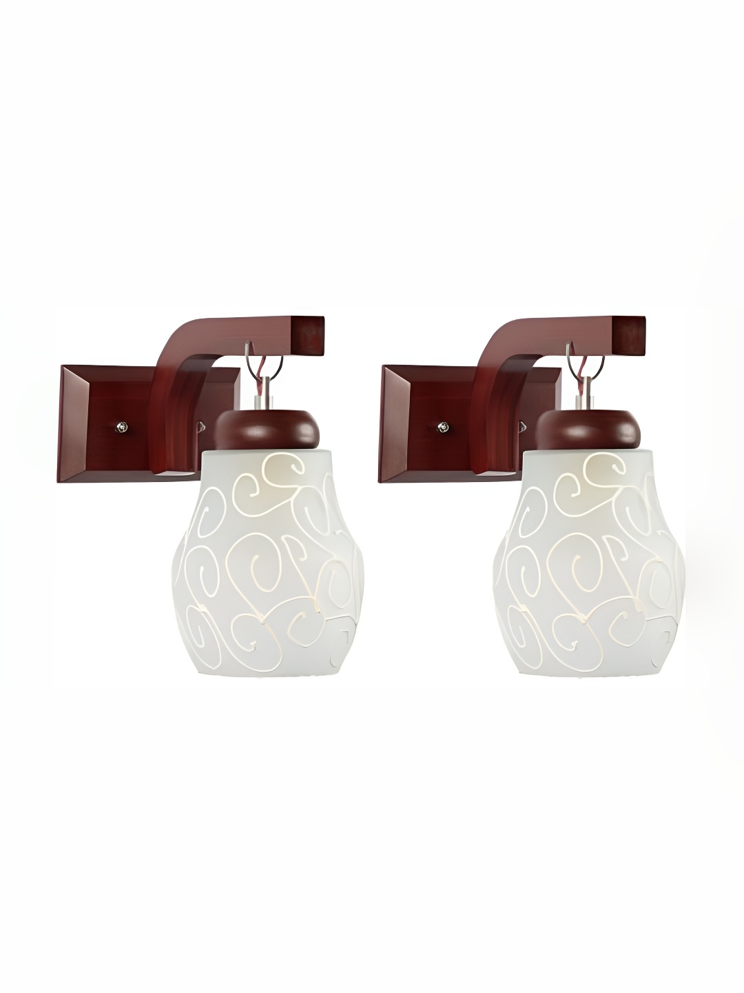 

1ST TIME Maroon & White Printed Glass Traditional Wall Lamp