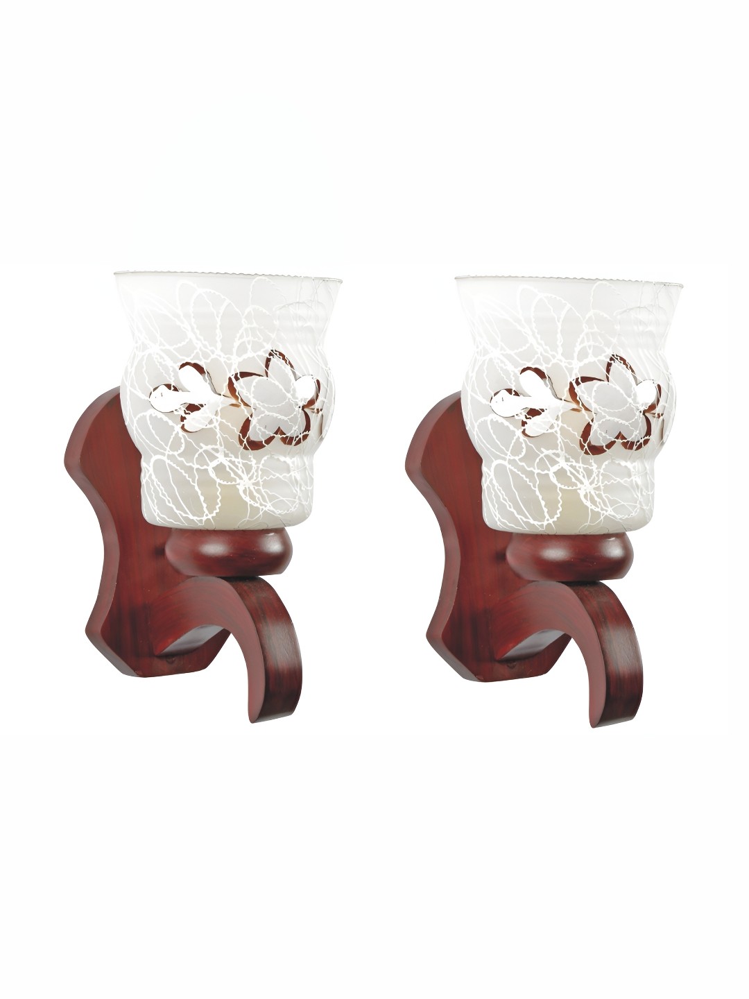 

1ST TIME Maroon & White Printed Glass Traditional Wall Lamp