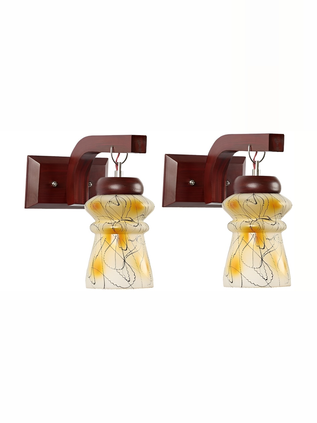 

1ST TIME Brown & White Printed Glass Traditional Abstract Shaped Shaped Wall Lamp