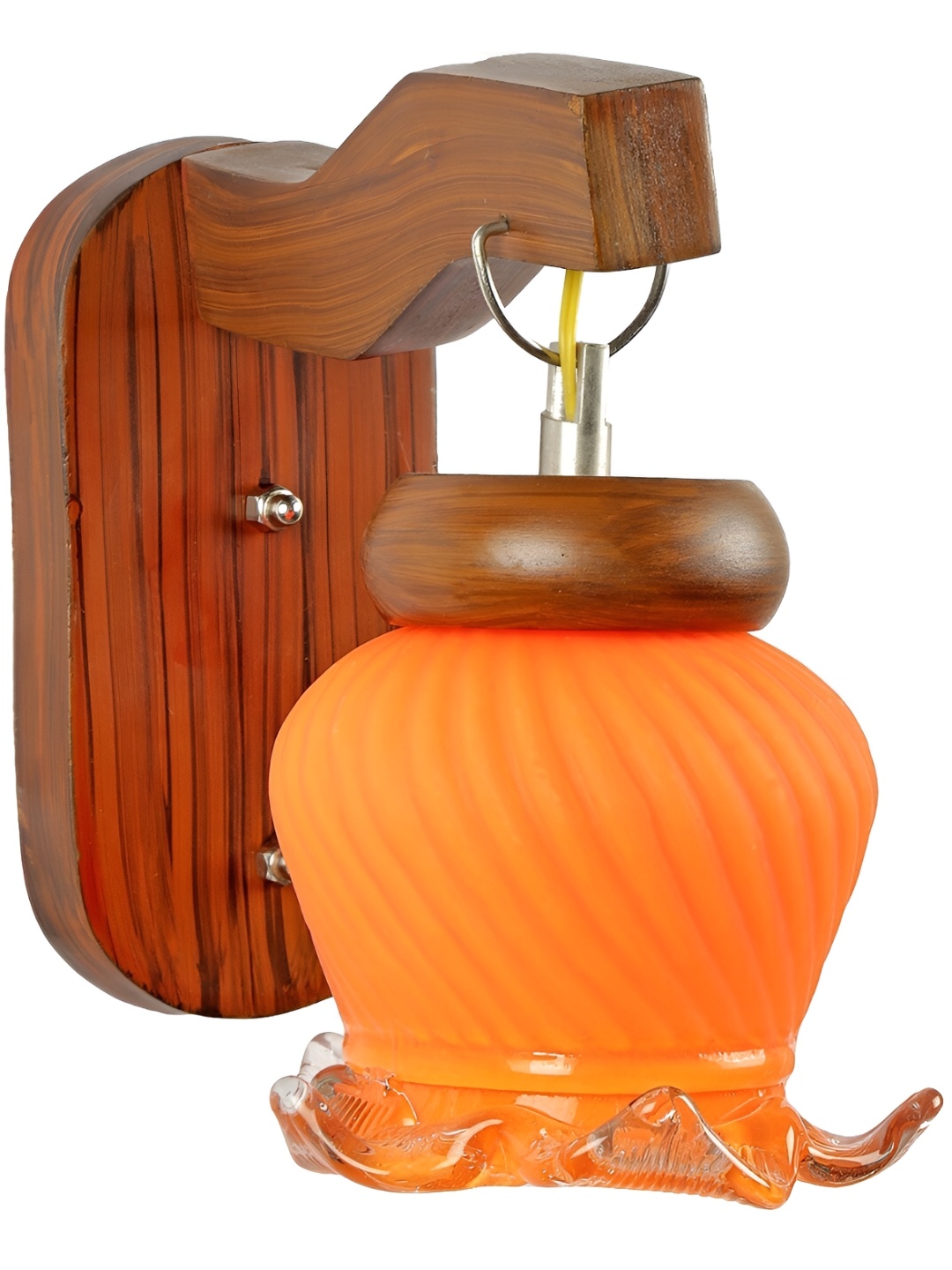 

1ST TIME Brown & Orange Textured Glass Traditional Abstract Shaped Shaped Wall Lamp