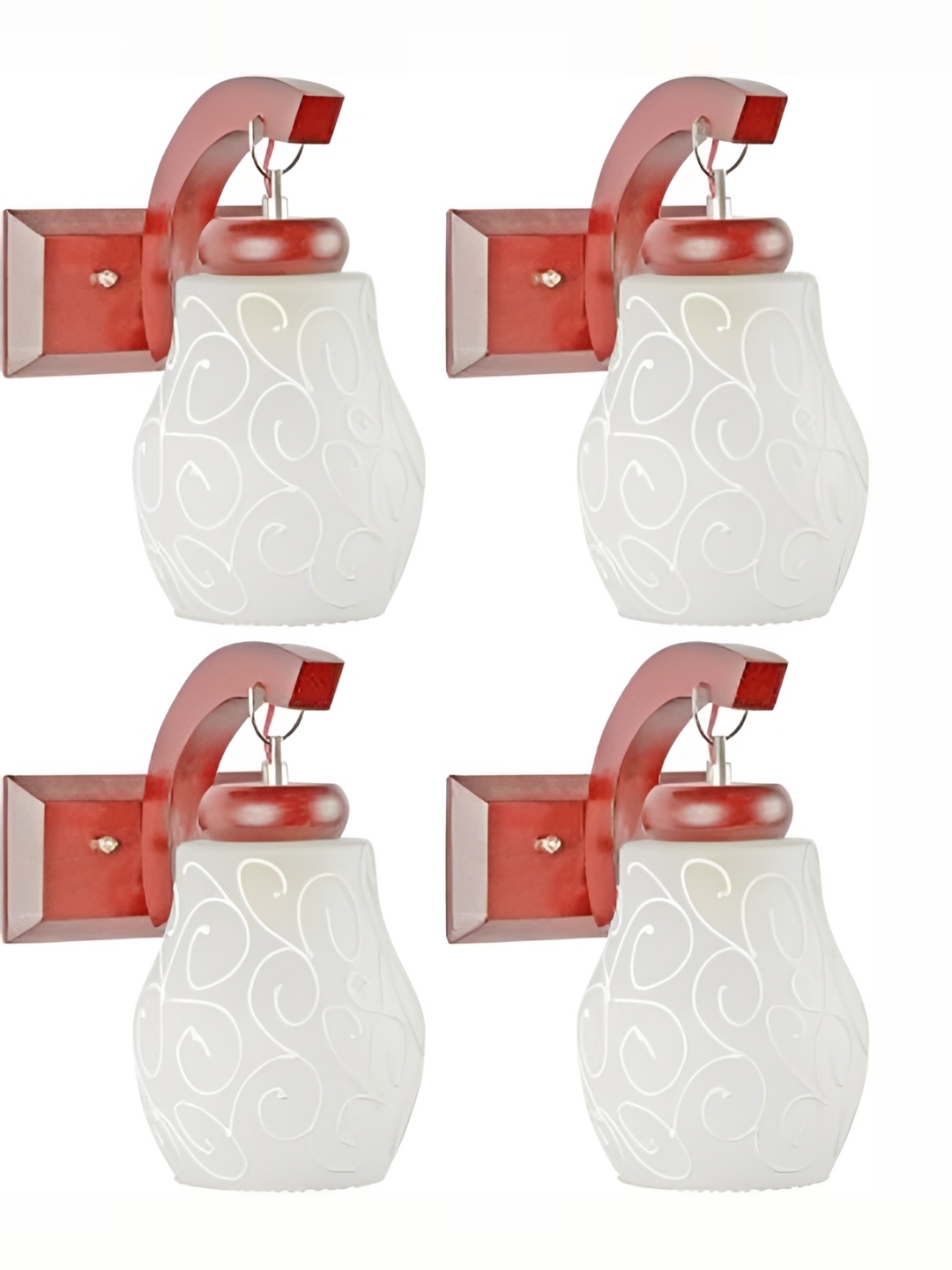 

1ST TIME White & Brown 4 Pieces Printed Glass Traditional Wall Lamps