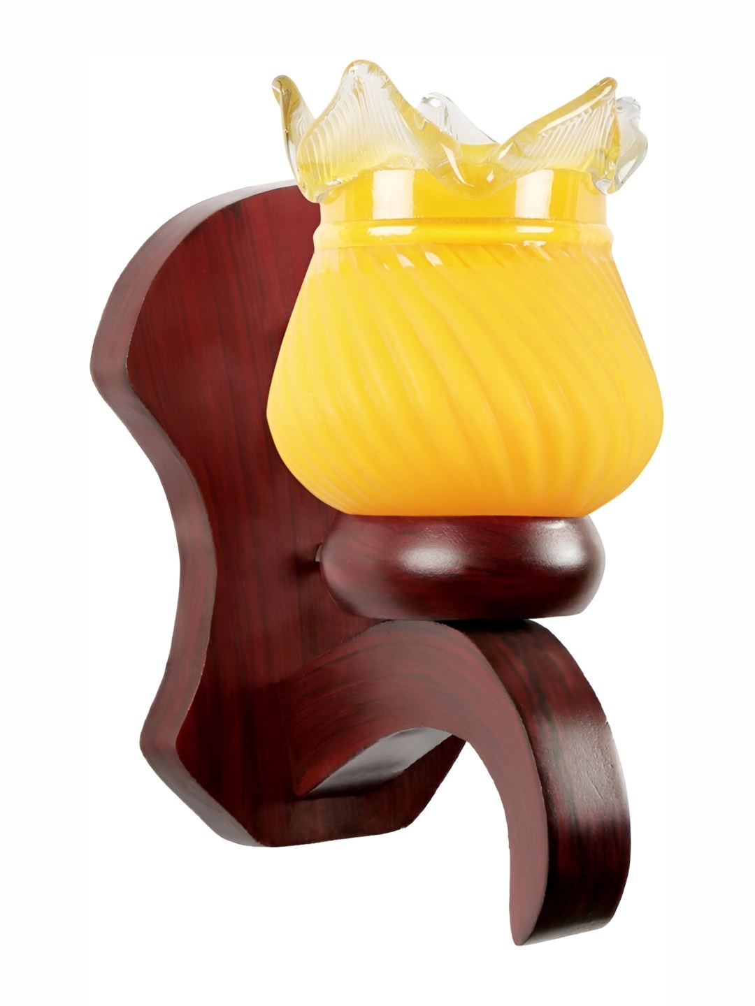 

1ST TIME Brown & Yellow Textured Glass Traditional Abstract Shaped Shaped Wall Lamp