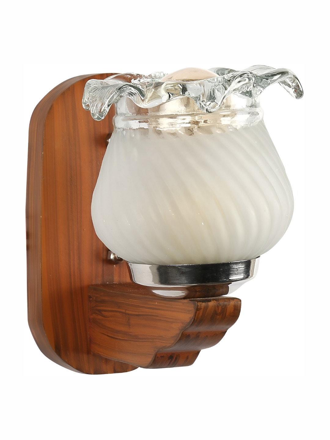 

1ST TIME White & Brown Textured Glass Traditional Wall Lamp