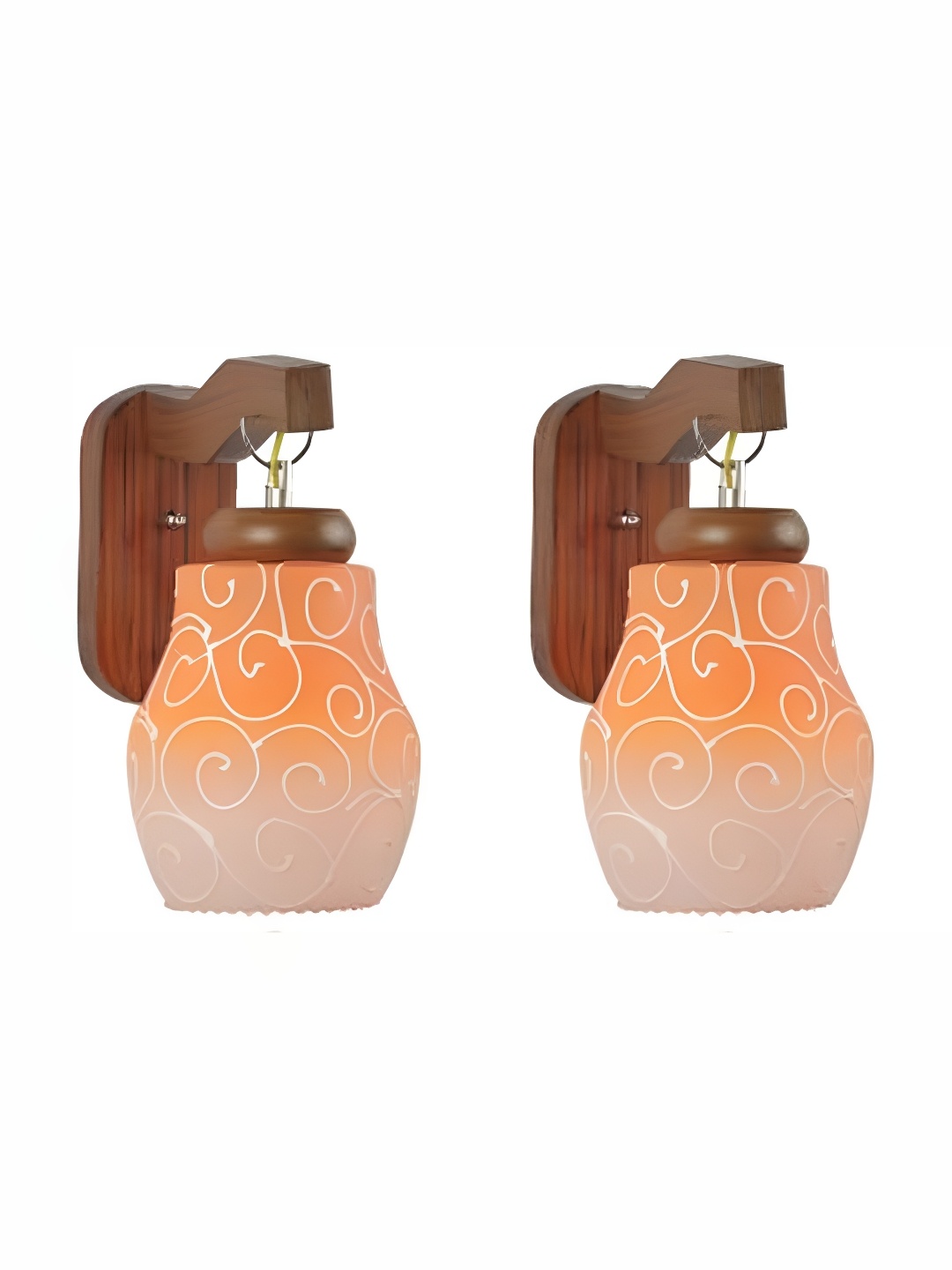 

1ST TIME Brown & Orange Printed Glass Traditional Abstract Shaped Shaped Wall Lamp