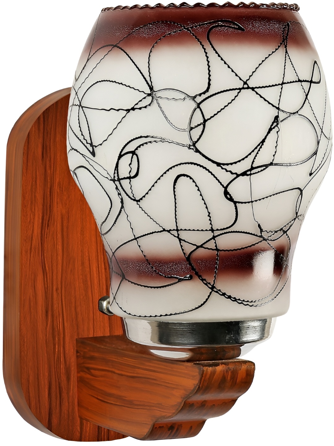 

1ST TIME Brown & White Printed Glass Traditional Abstract Shaped Shaped Wall Lamp