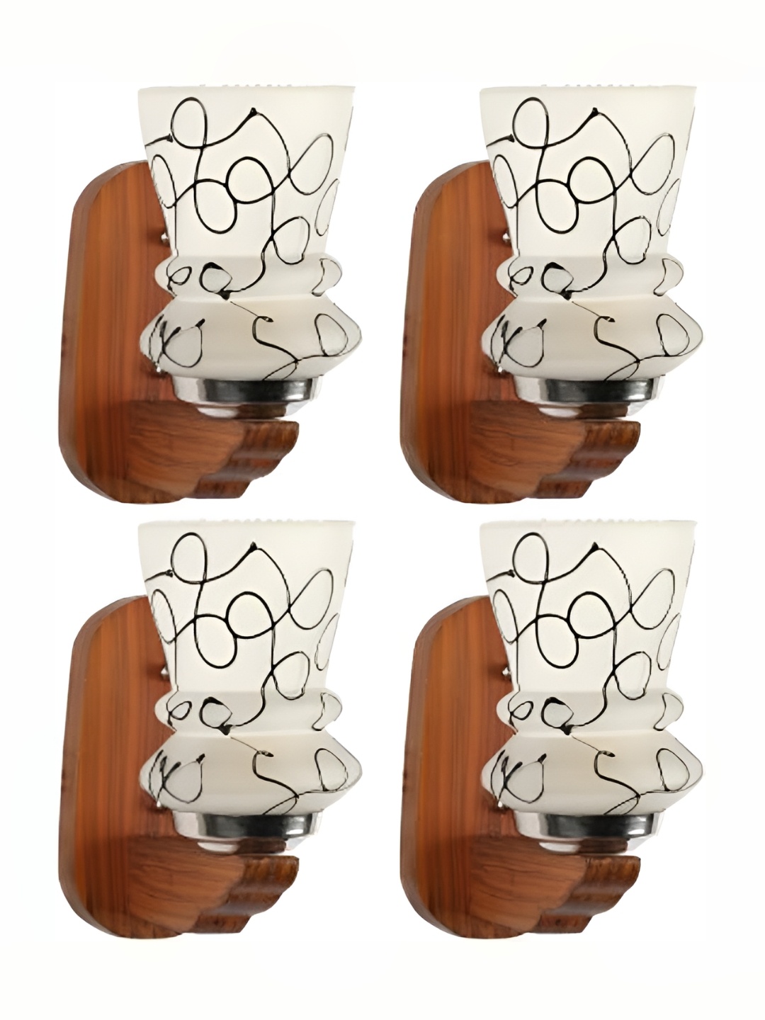 

1ST TIME Brown & White Printed Glass Traditional Abstract Shaped Shaped Wall Lamp