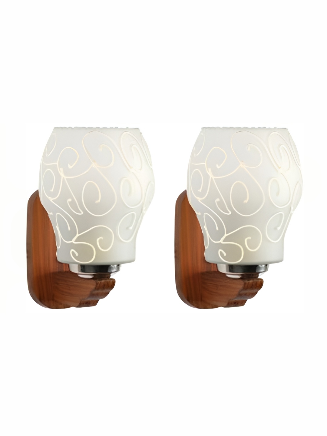 

1ST TIME Brown & White Printed Glass Traditional Abstract Shaped Shaped Wall Lamp