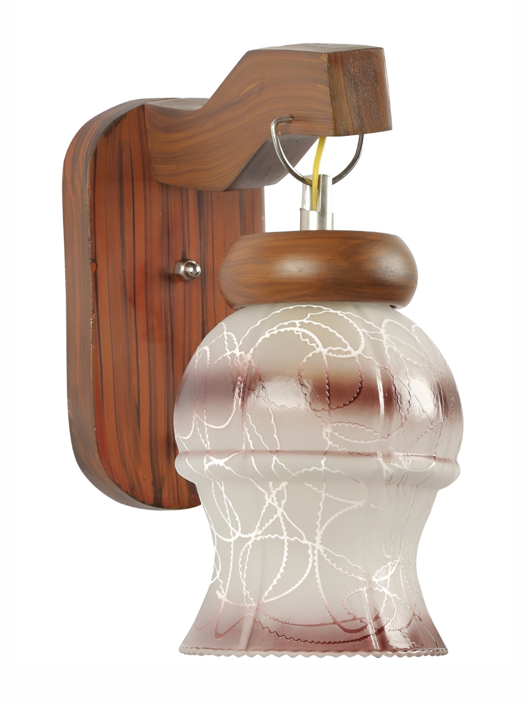 

1ST TIME Brown & White Printed Glass Traditional Abstract Shaped Shaped Wall Lamp