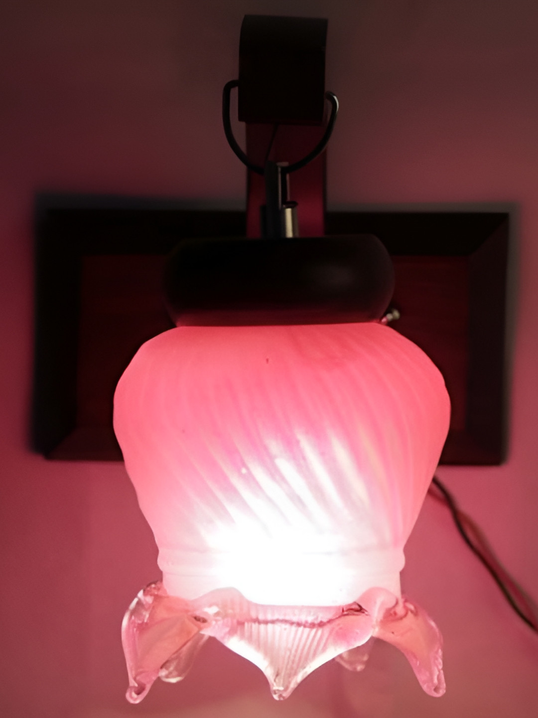 

1ST TIME Pink & Maroon Textured Glass Traditional Abstract Shaped Shaped Wall Lamp