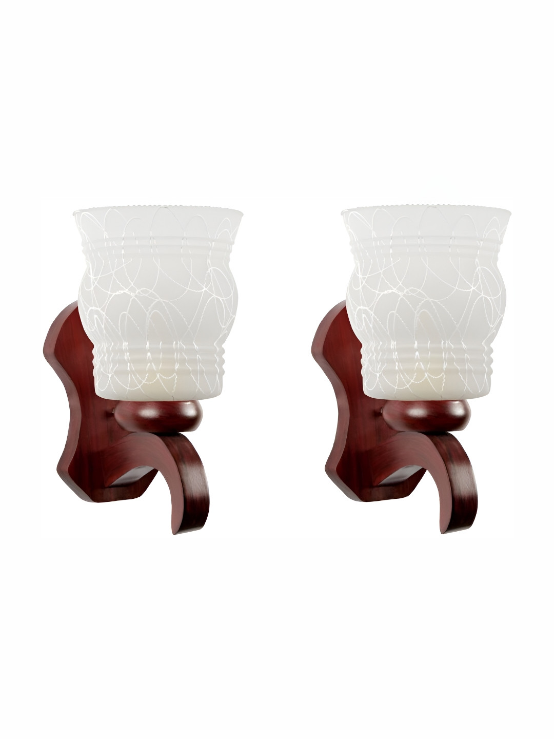 

1ST TIME White & Maroon Printed Glass Traditional Abstract Shaped Shaped Wall Lamp