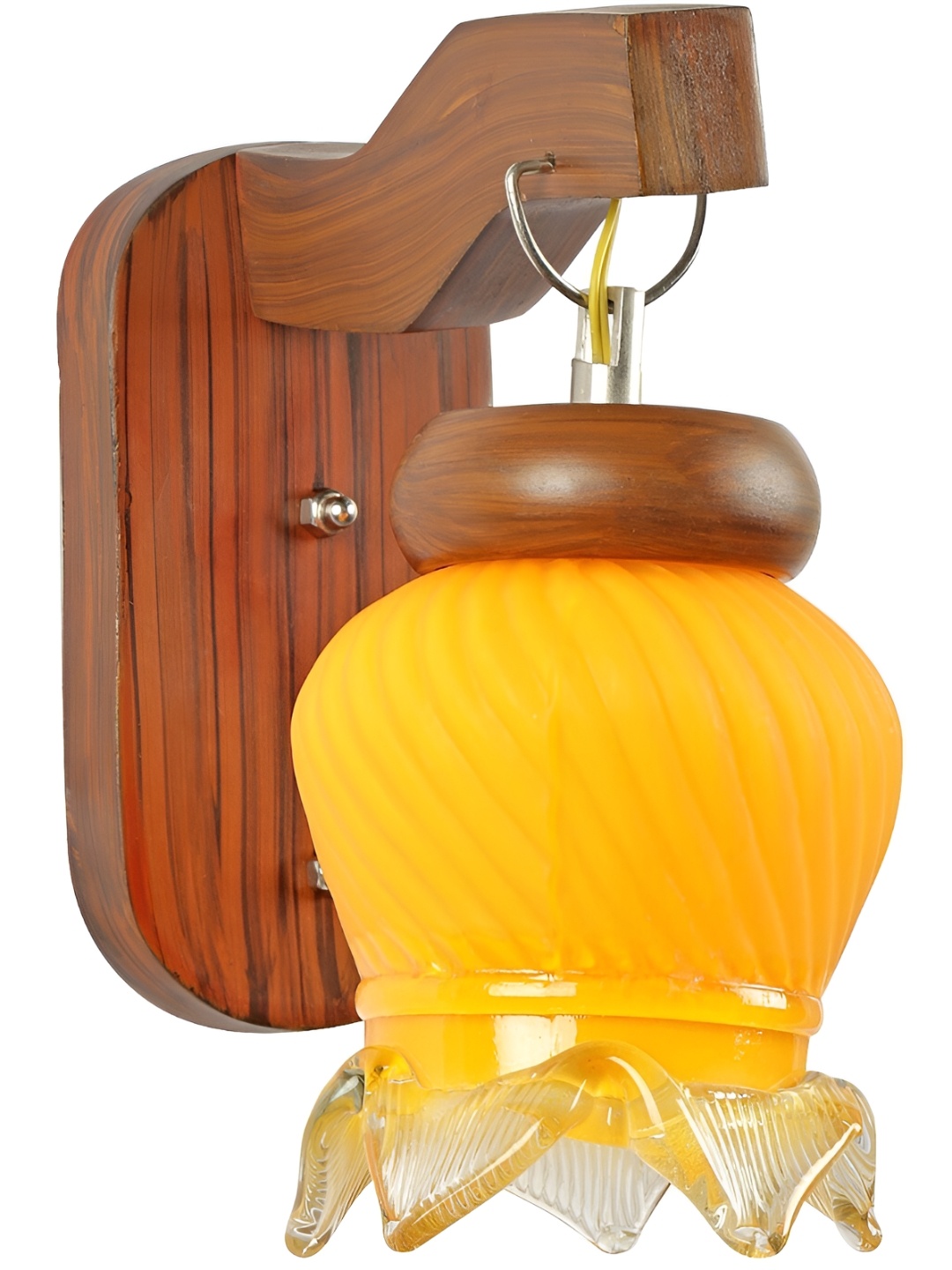 

1ST TIME Maroon & Yellow Textured Glass Traditional Abstract Shaped Shaped Wall Lamp