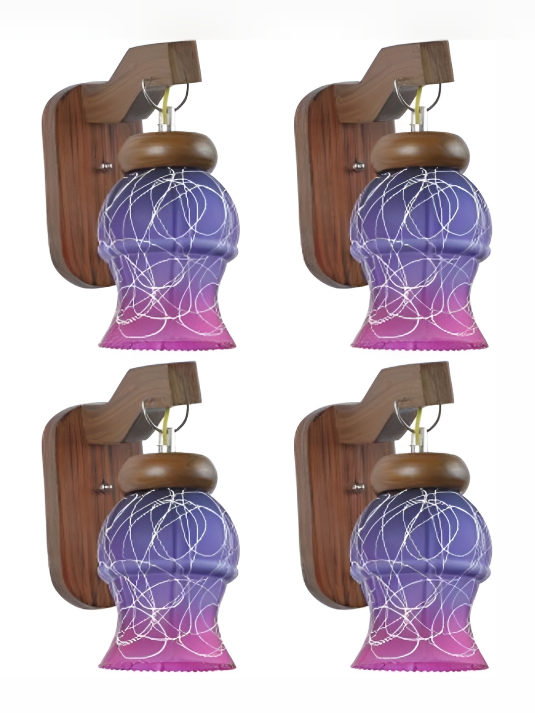 

1ST TIME Maroon & Blue Printed Glass Traditional Abstract Shaped Shaped Wall Lamp