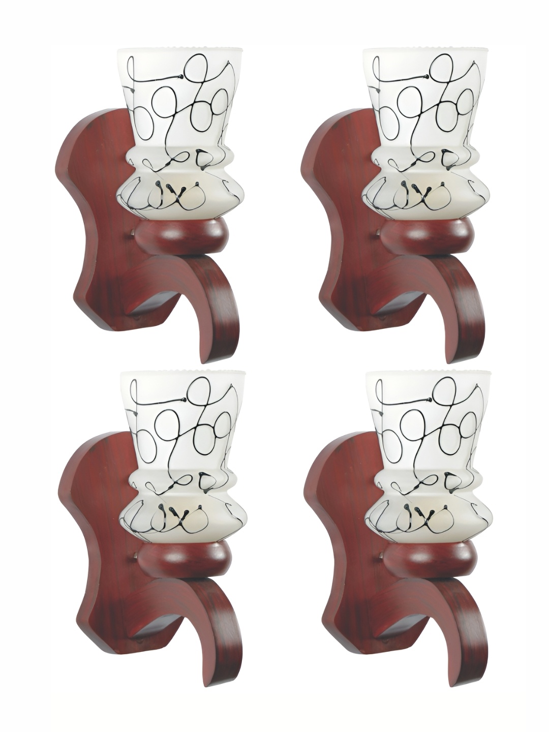 

1ST TIME Maroon & White Printed Glass Traditional Abstract Shaped Shaped Wall Lamp