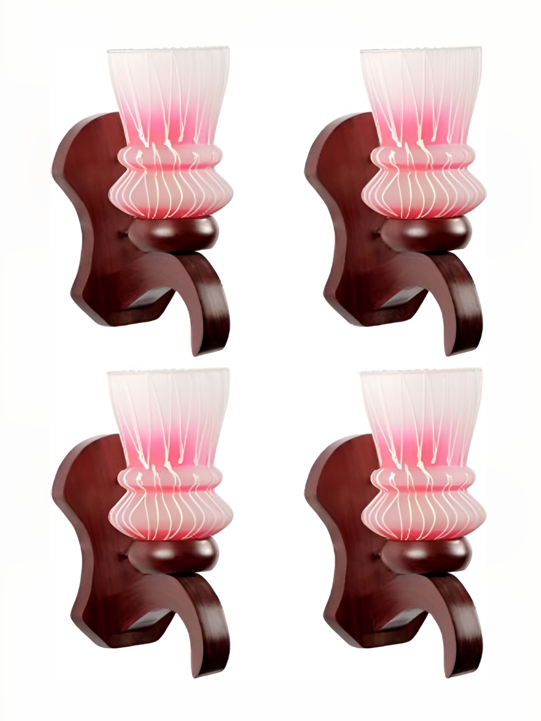 

1ST TIME Maroon & Pink Printed Glass Traditional Abstract Shaped Shaped Wall Lamp