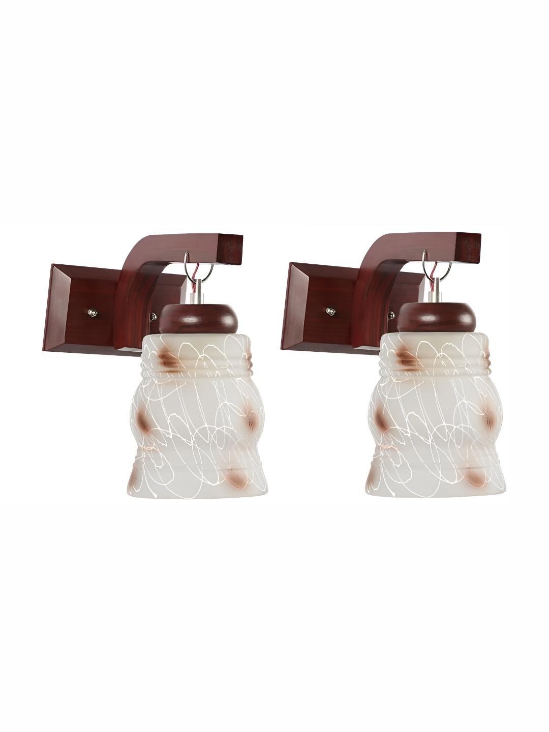 

1ST TIME White & Maroon Printed Glass Traditional Abstract Shaped Shaped Wall Lamp