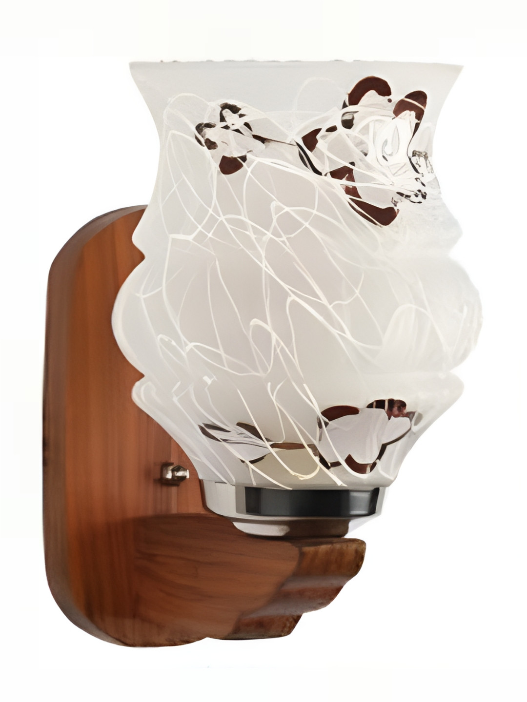 

1ST TIME White & Brown Printed Glass Traditional Abstract Shaped Shaped Wall Lamp