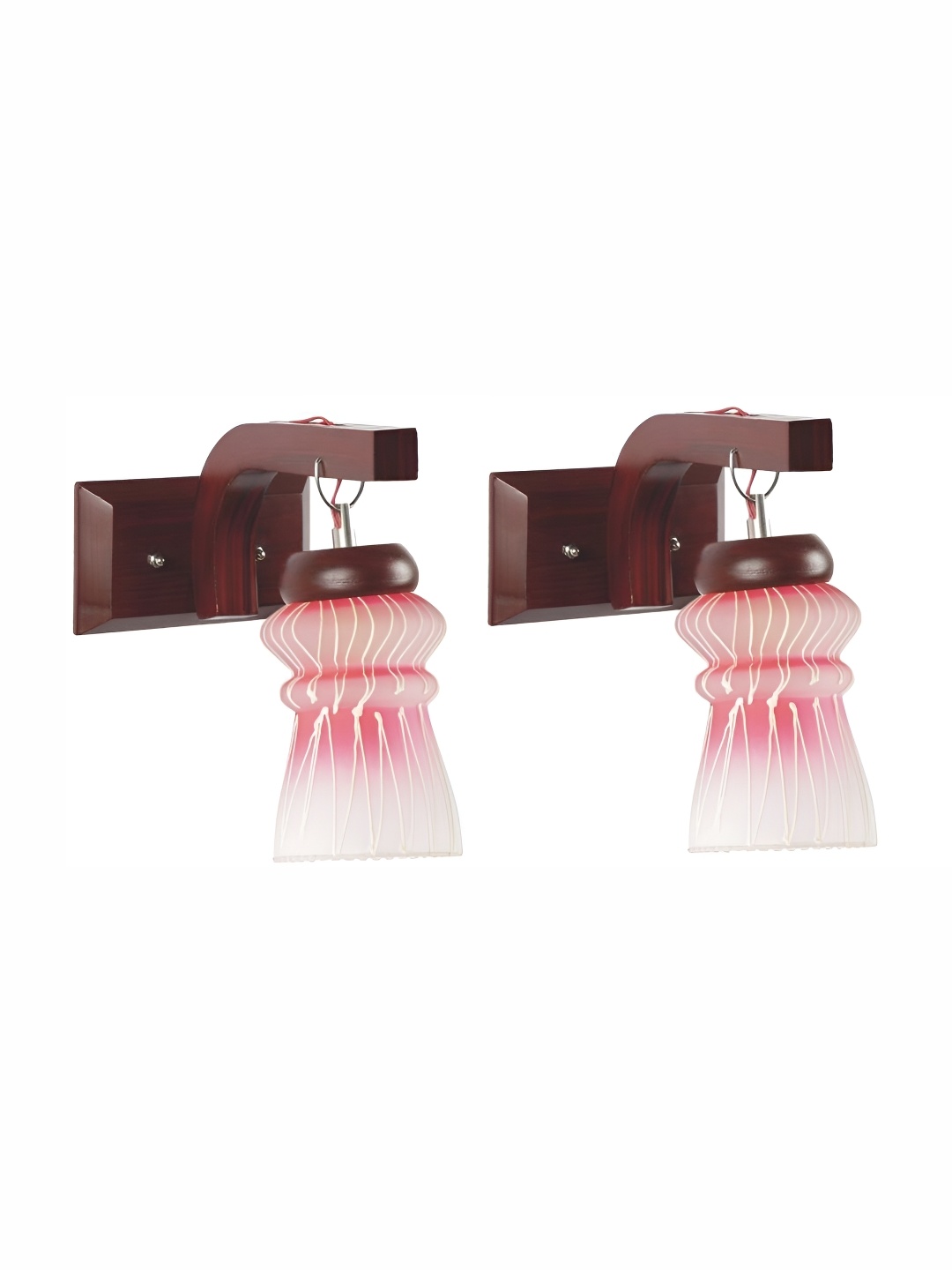 

1ST TIME Pink & White Printed Glass Traditional Abstract Shaped Shaped Wall Lamp