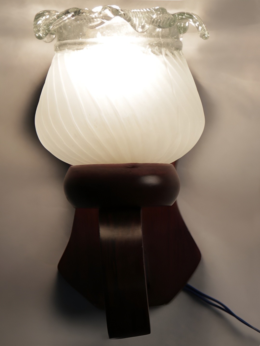

1ST TIME Maroon & White Textured Glass Traditional Abstract Shaped Shaped Wall Lamp