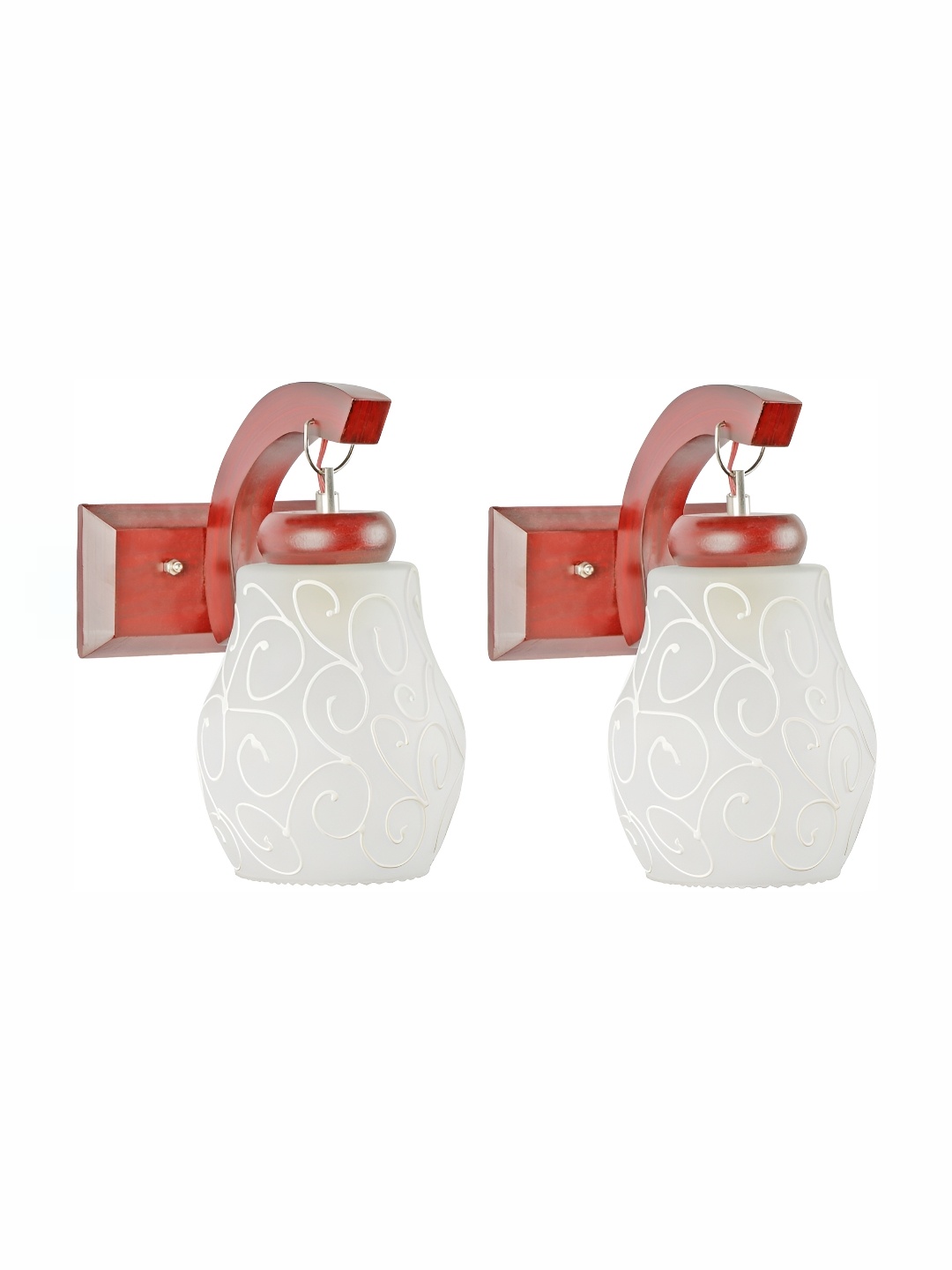 

1ST TIME Maroon & White Textured Glass Traditional Abstract Shaped Shaped Wall Lamp