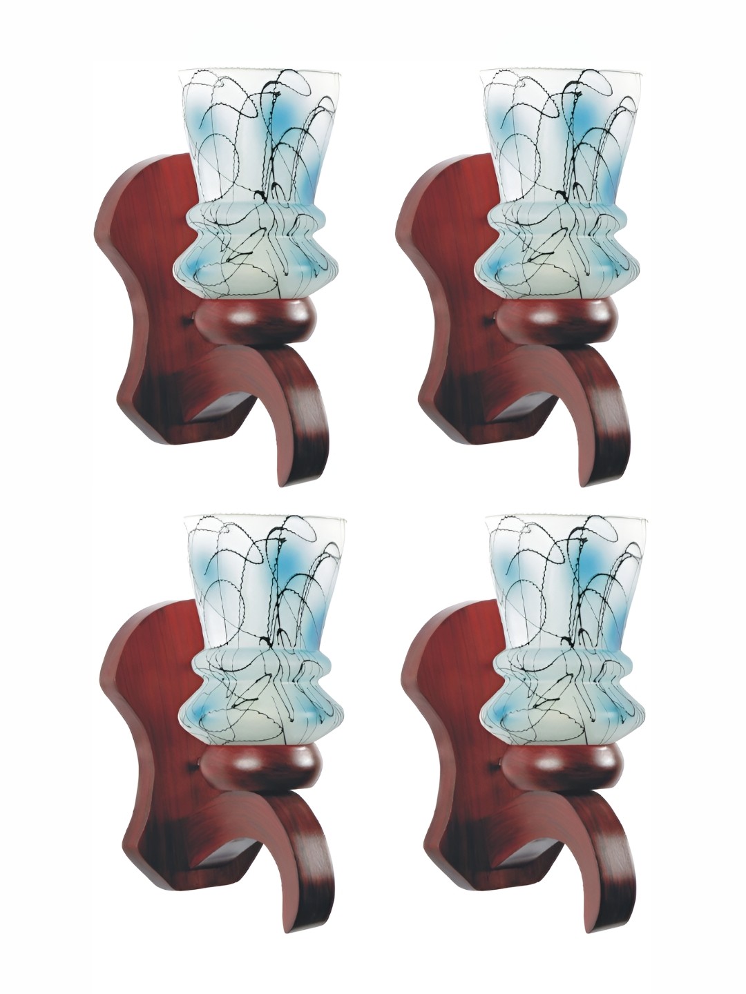 

1ST TIME Maroon & White Printed Glass Traditional Abstract Shaped Shaped Wall Lamp