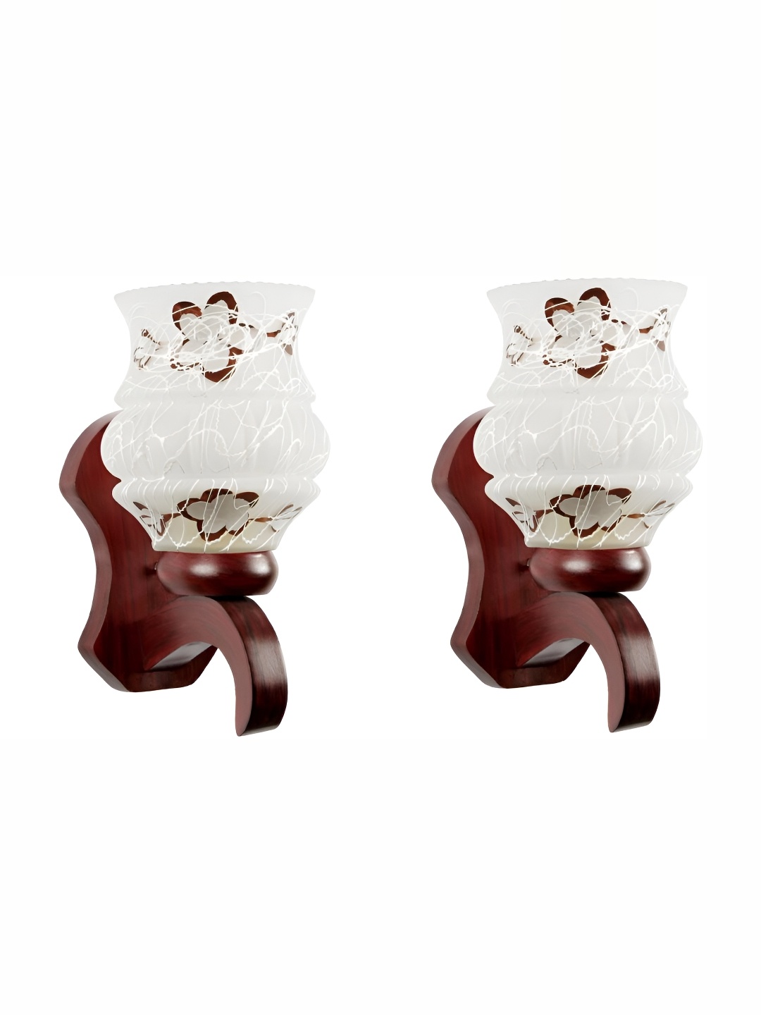 

1ST TIME Maroon & White Printed Glass Traditional Abstract Shaped Shaped Wall Lamp