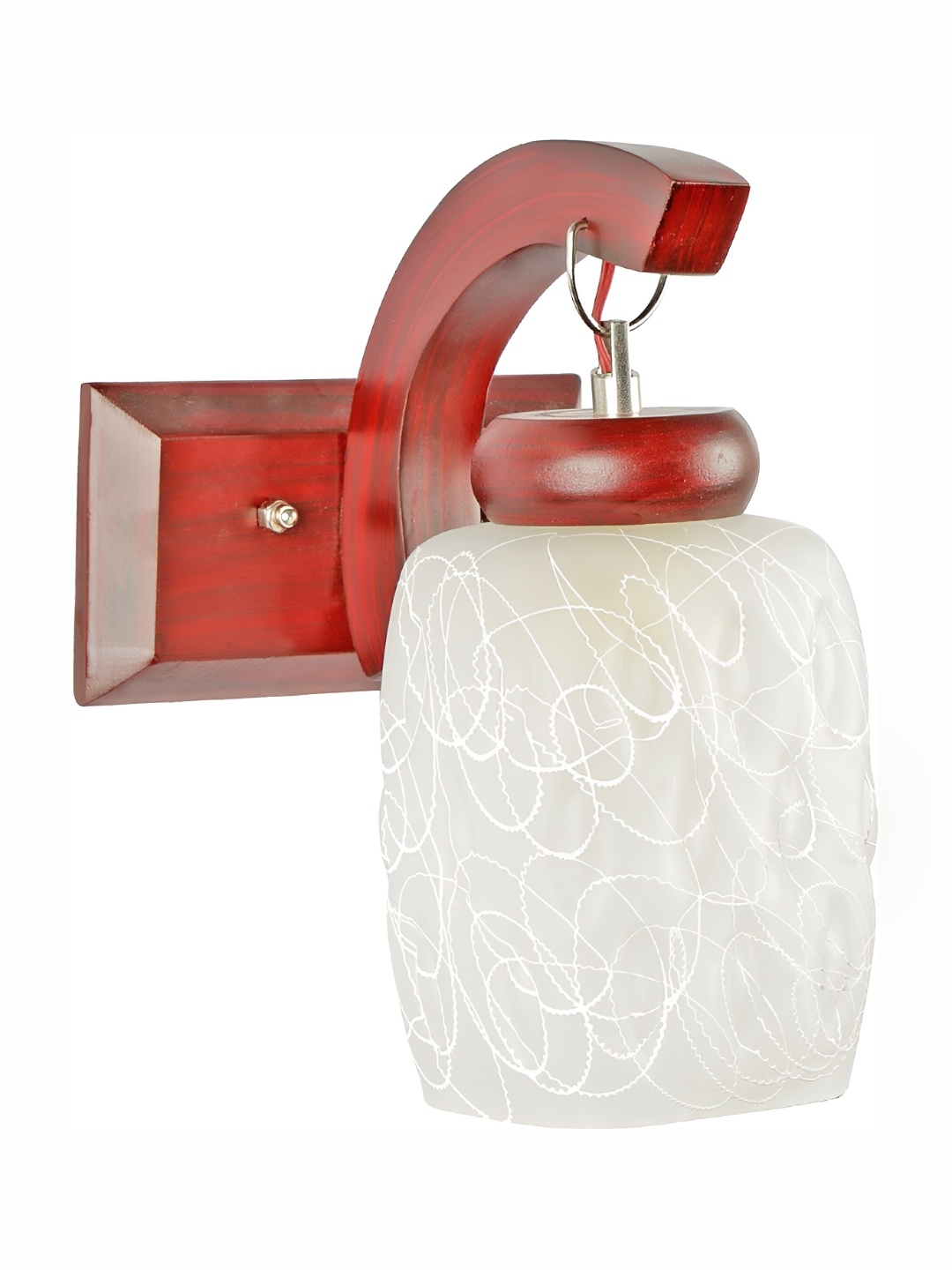 

1ST TIME Maroon & White Printed Glass Traditional Abstract Shaped Shaped Wall Lamp