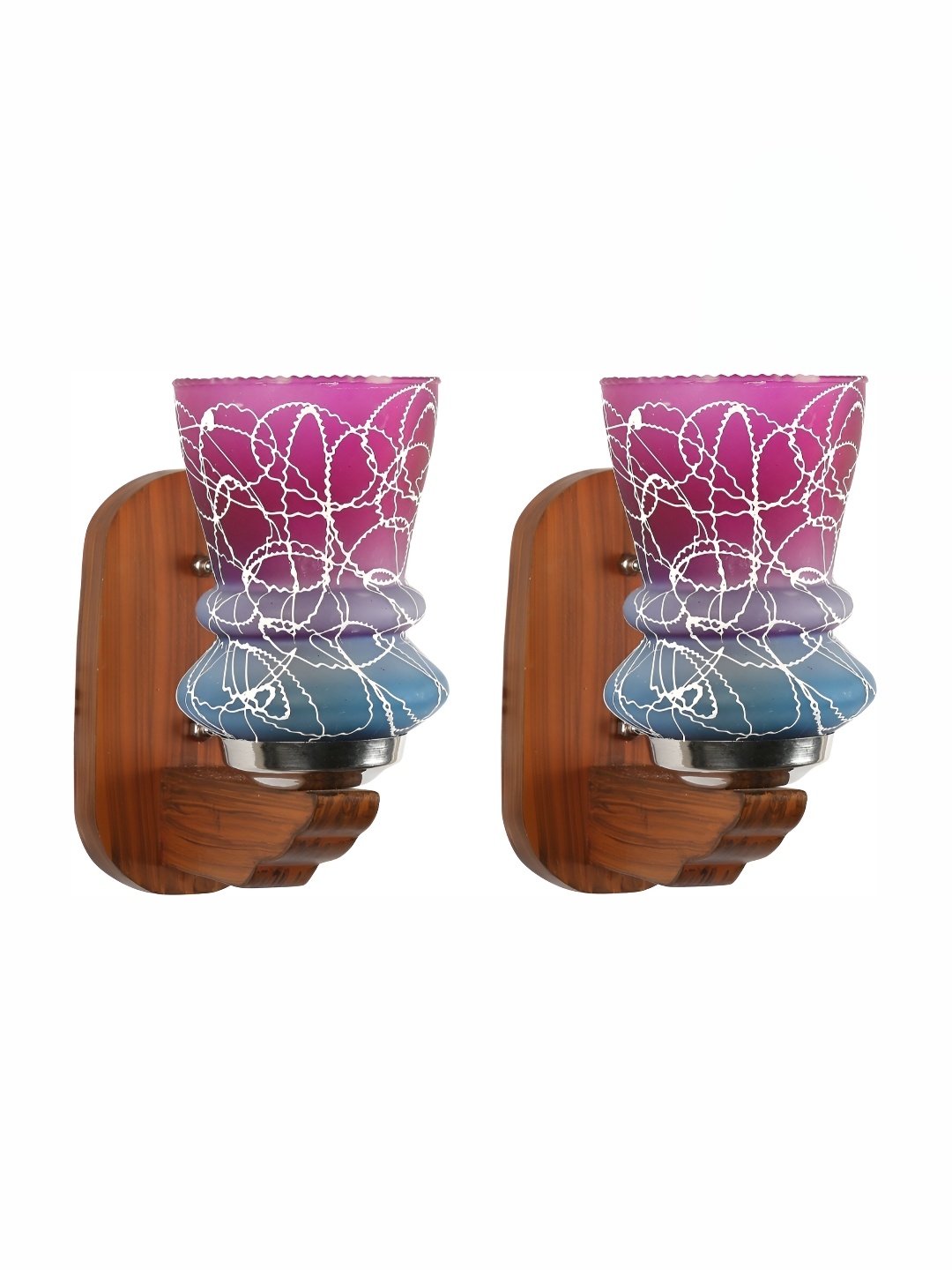 

1ST TIME Pink & Blue Printed Glass Traditional Abstract Shaped Shaped Wall Lamp