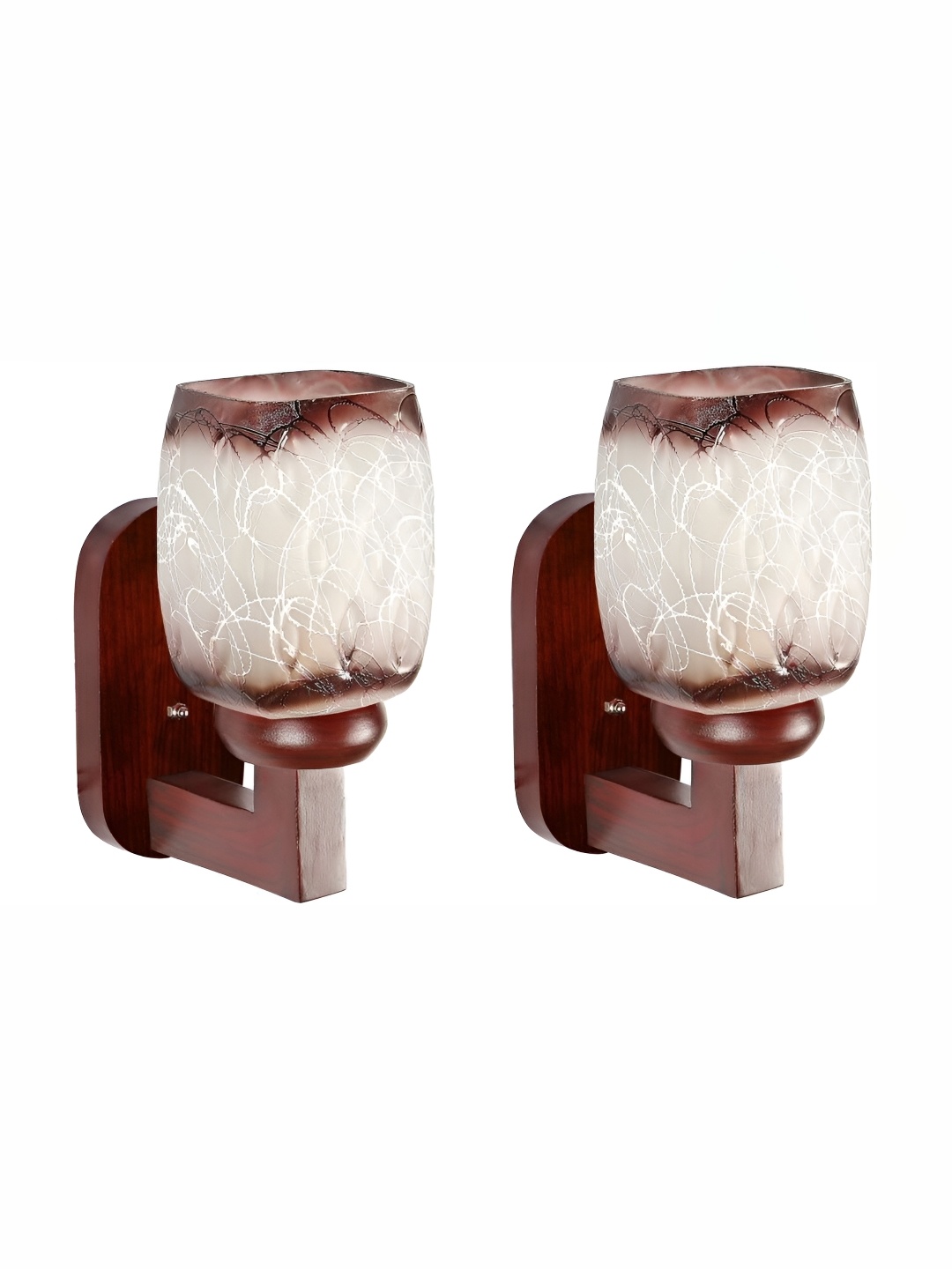 

1ST TIME Brown & White Textured Glass Traditional Square Shaped Wall Lamp