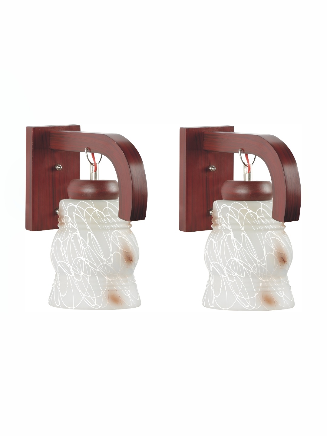 

1ST TIME White & Brown Textured Glass Traditional Abstract Shaped Shaped Wall Lamp