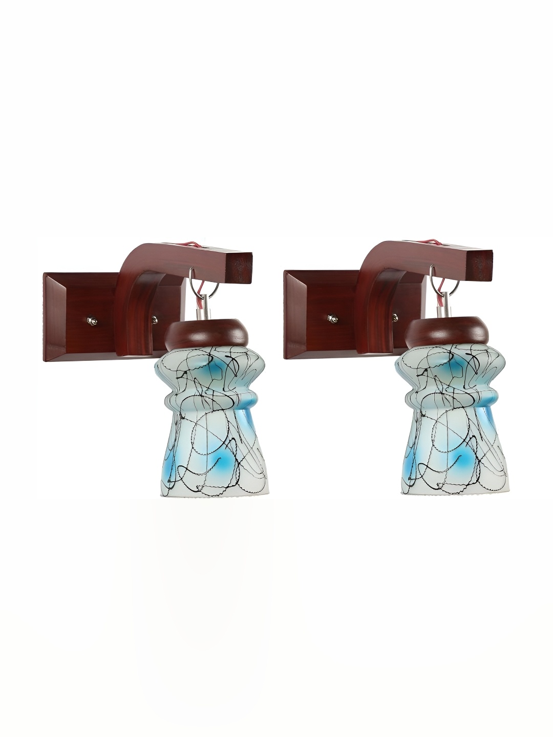 

1ST TIME Blue & Brown Printed Glass Contemporary Abstract Shaped Shaped Wall Lamp