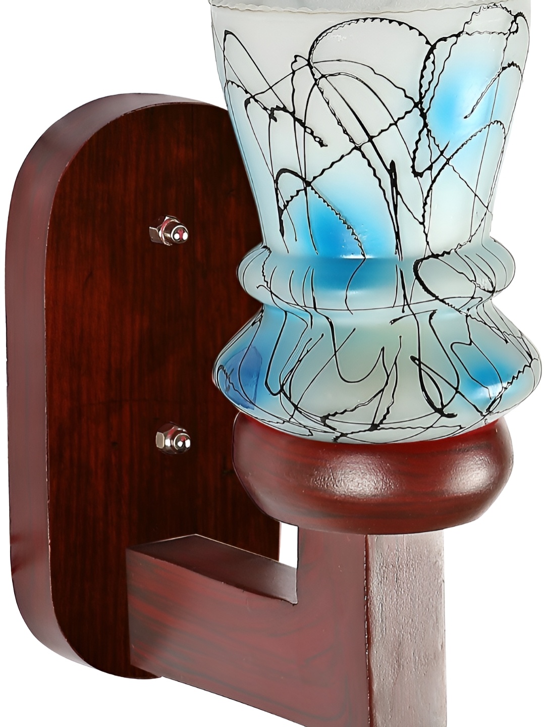1ST TIME Blue & Brown Printed Glass Traditional Spherical Shaped Wall Lamp