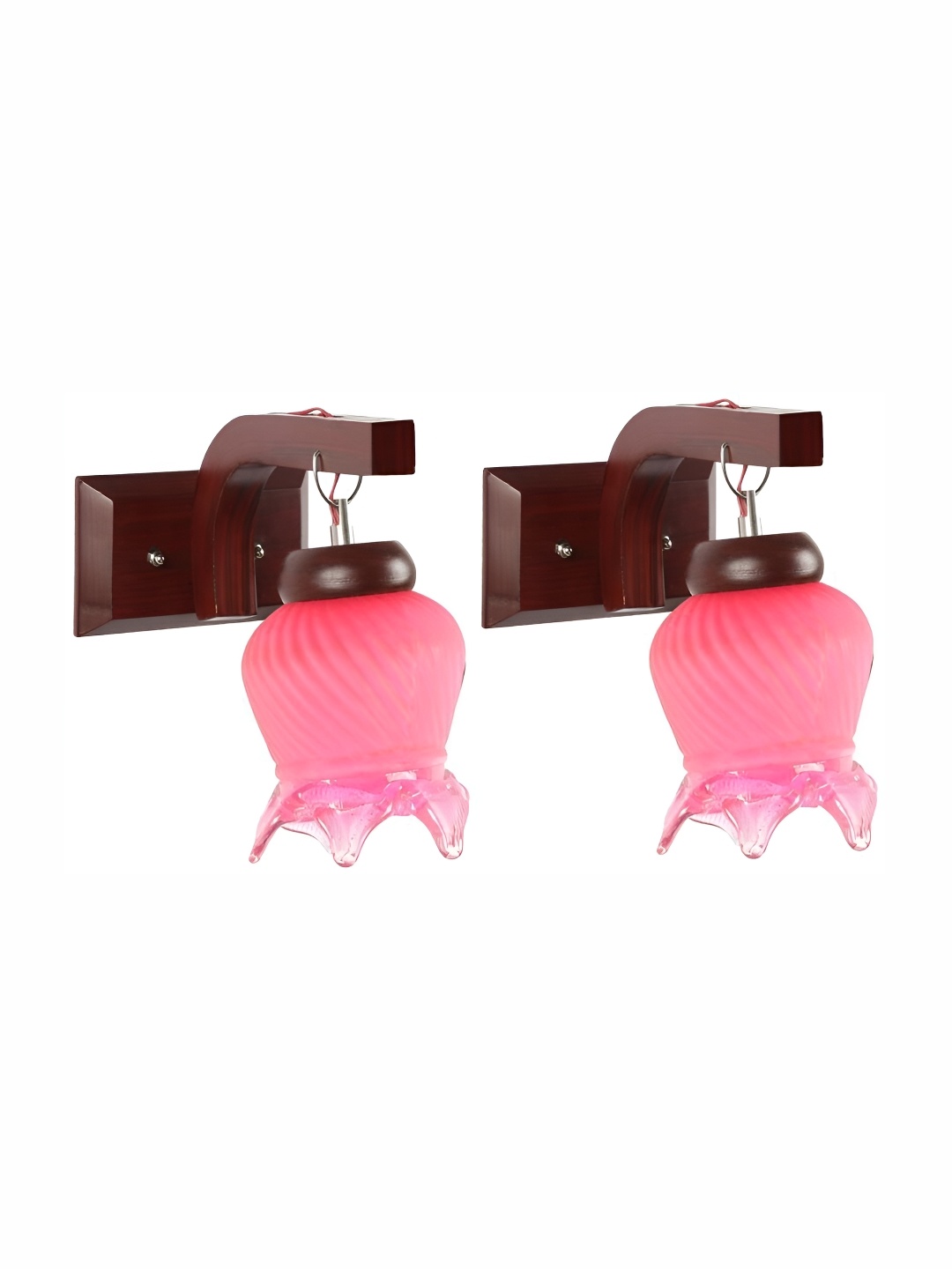 1ST TIME Pink & Maroon Glass Traditional Spherical Shaped Wall Lamp