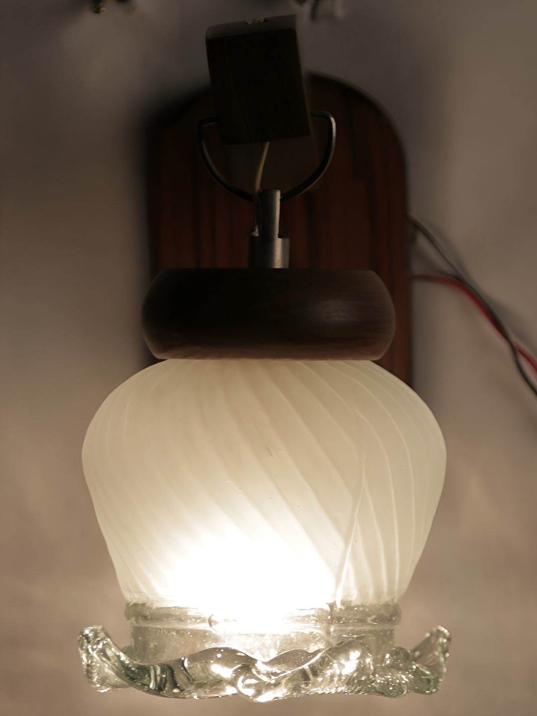 

1ST TIME White & Brown Textured Glass Traditional Wall Lamp