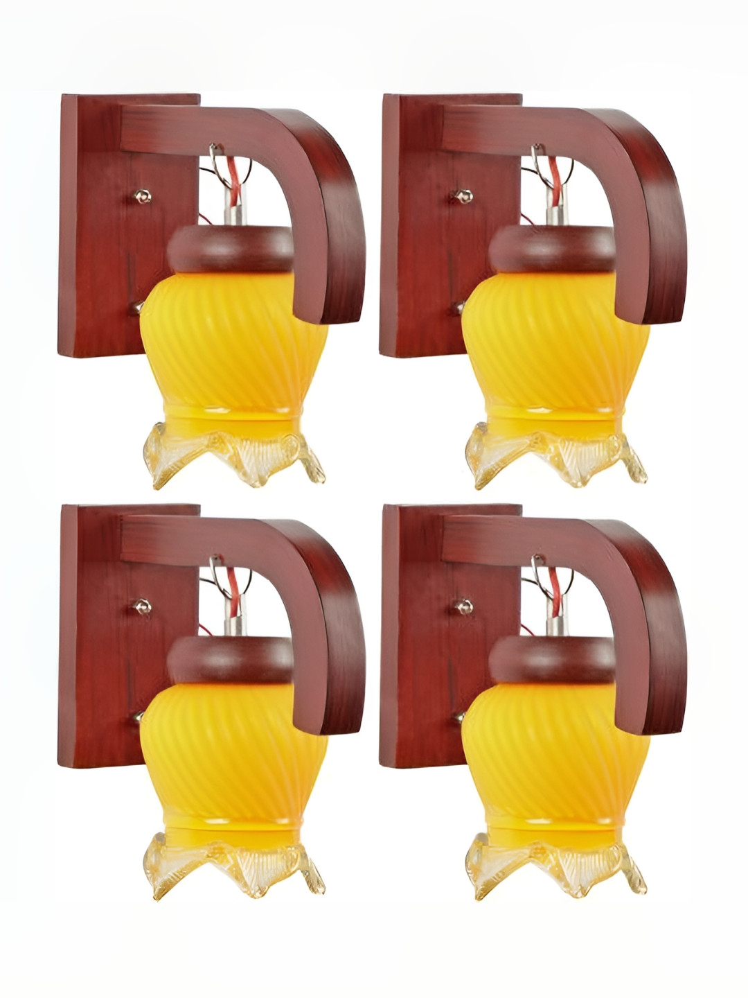 

1ST TIME Yellow & Brown Textured Glass Traditional Wall Lamp