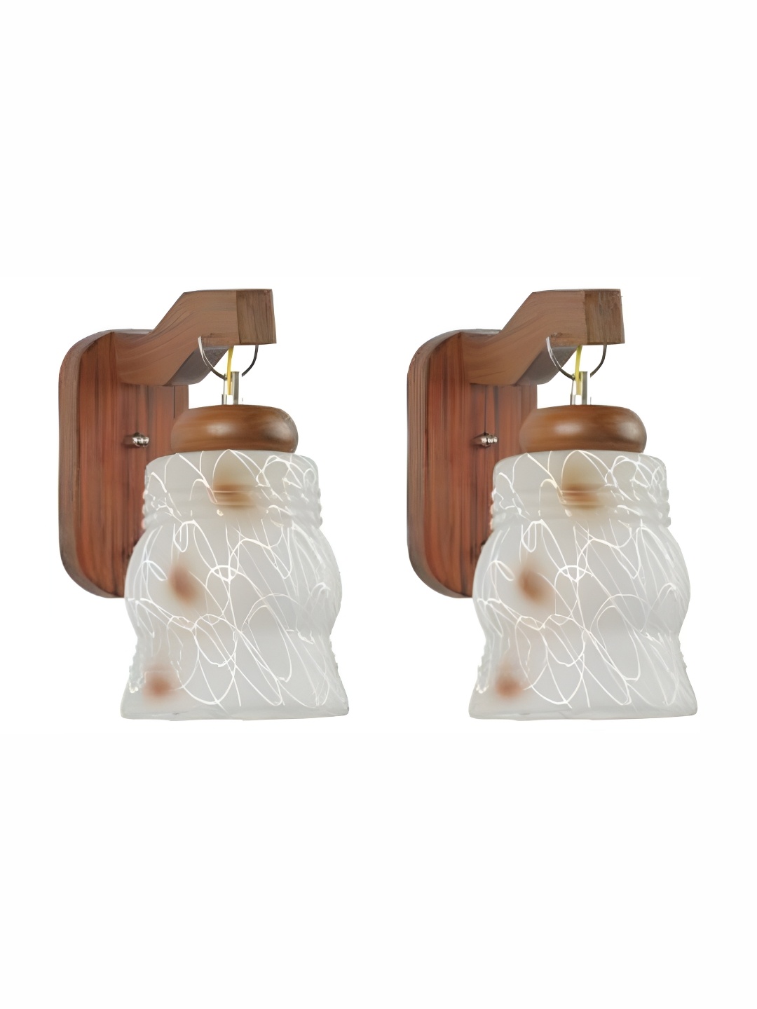 

1ST TIME White & Brown Textured Glass Traditional Abstract Shaped Shaped Wall Lamp