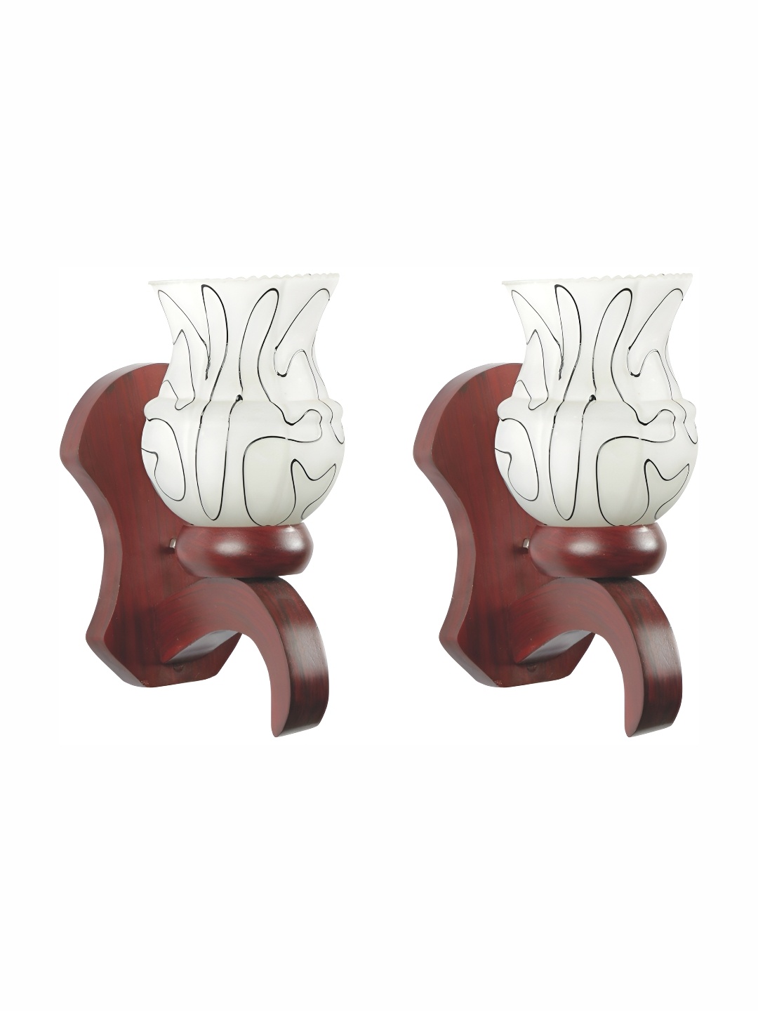 

1ST TIME Maroon & White Printed Glass Traditional Spherical Shaped Wall Lamp