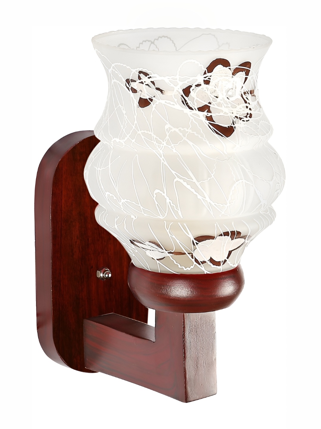 

1ST TIME White & Brown Printed Glass Traditional Wall Lamp