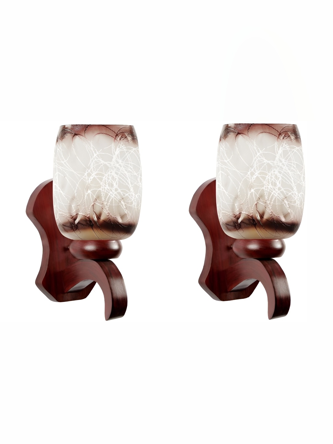 

1ST TIME Brown & White Printed Glass Traditional Cylinder Shaped Wall Lamp
