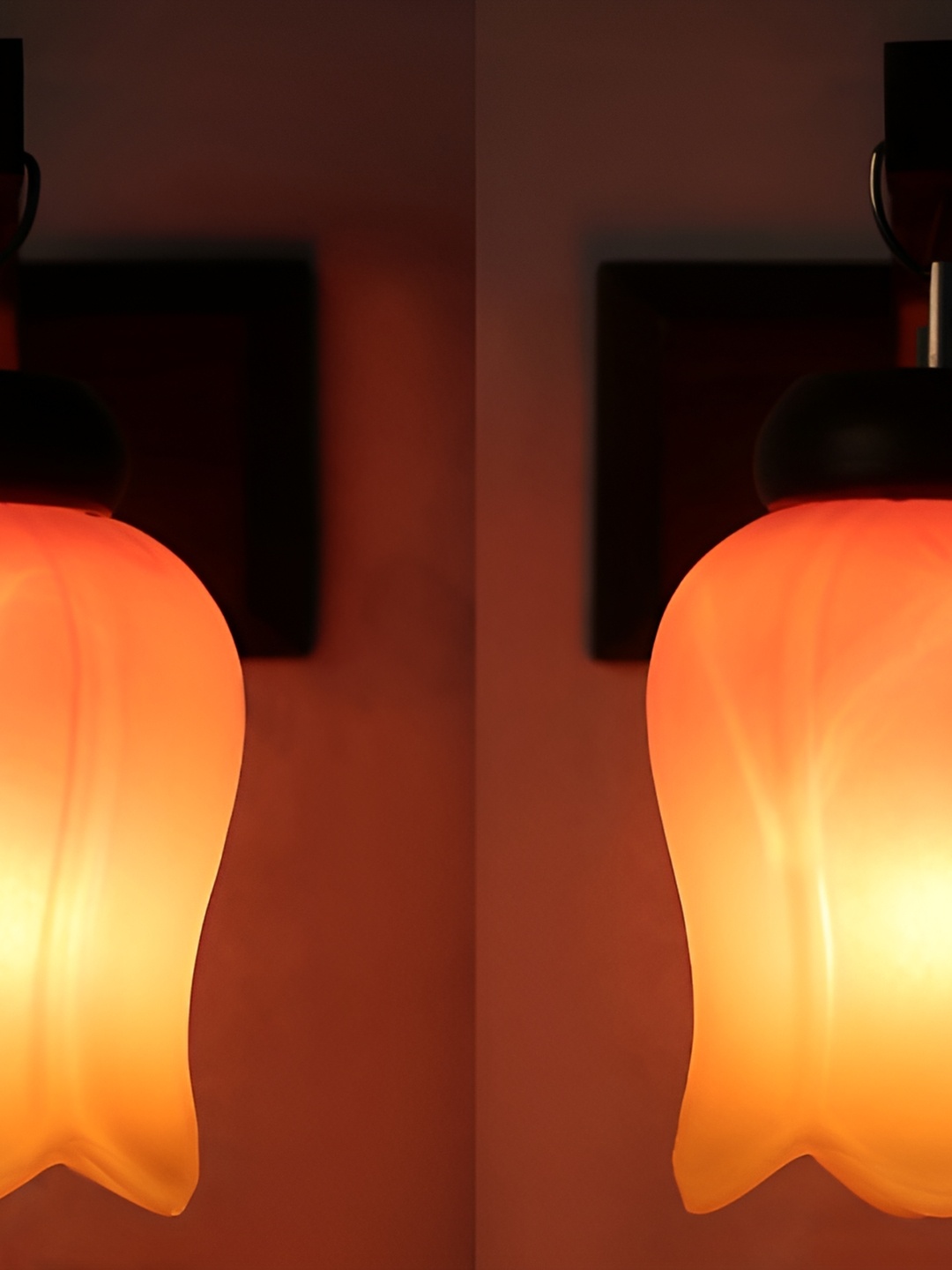 

1ST TIME Orange & Brown Textured Glass Traditional Wall Lamp