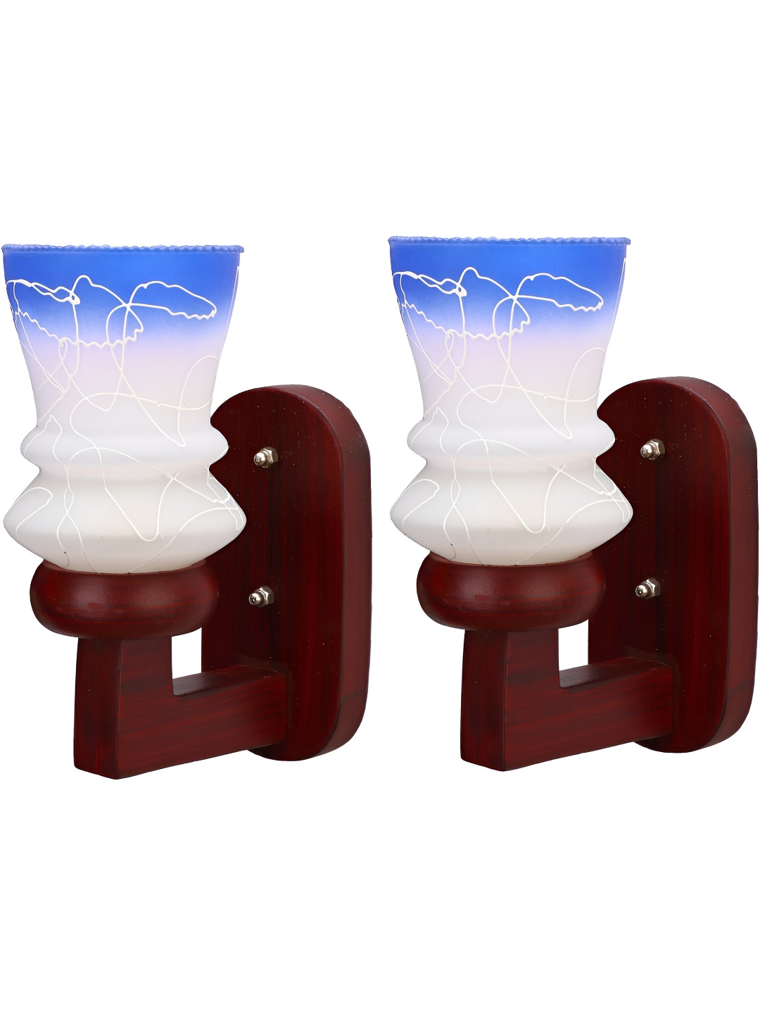 

1ST TIME White & Blue Printed Glass Traditional Abstract Shaped Shaped Wall Lamp