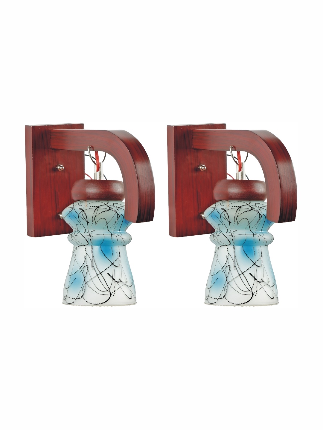 

1ST TIME Blue & Brown Printed Glass Contemporary Abstract Shaped Shaped Wall Lamp