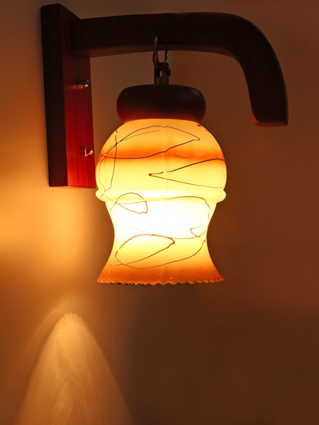 

1ST TIME White & Brown Printed Glass Traditional Wall Lamp