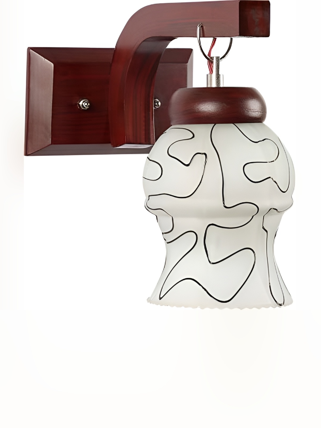 1ST TIME White & Brown Printed Glass Contemporary Abstract Shaped Shaped Wall Lamp