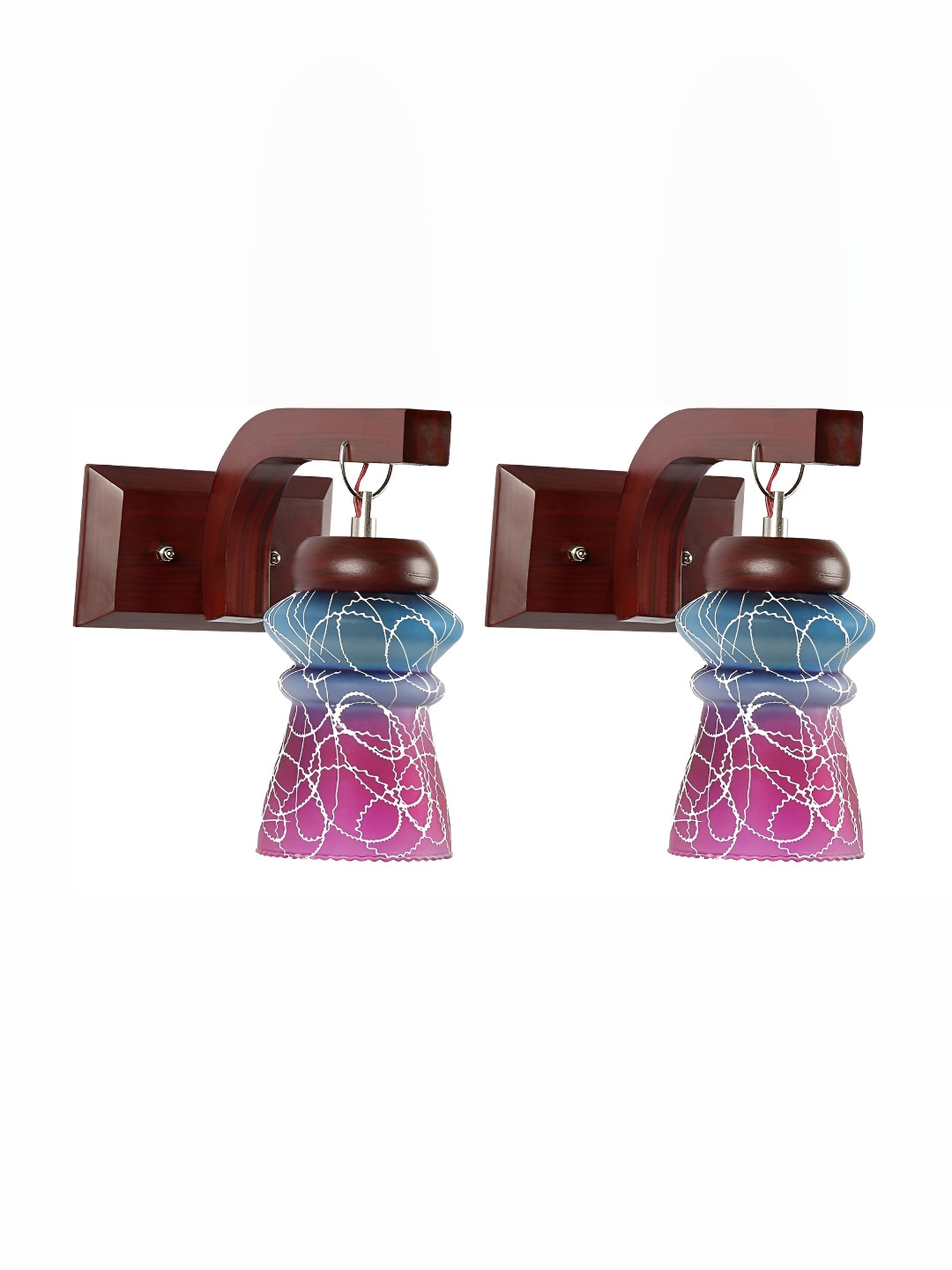 

1ST TIME Blue & Pink Printed Glass Traditional Abstract Shaped Shaped Wall Lamp