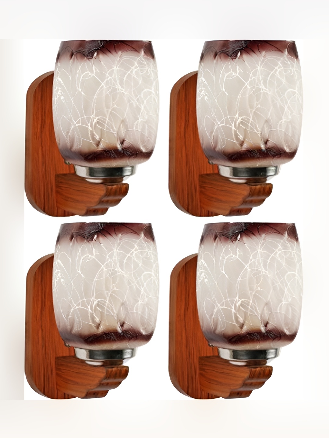 

1ST TIME White & Brown Printed Glass Contemporary Abstract Shaped Shaped Wall Lamp
