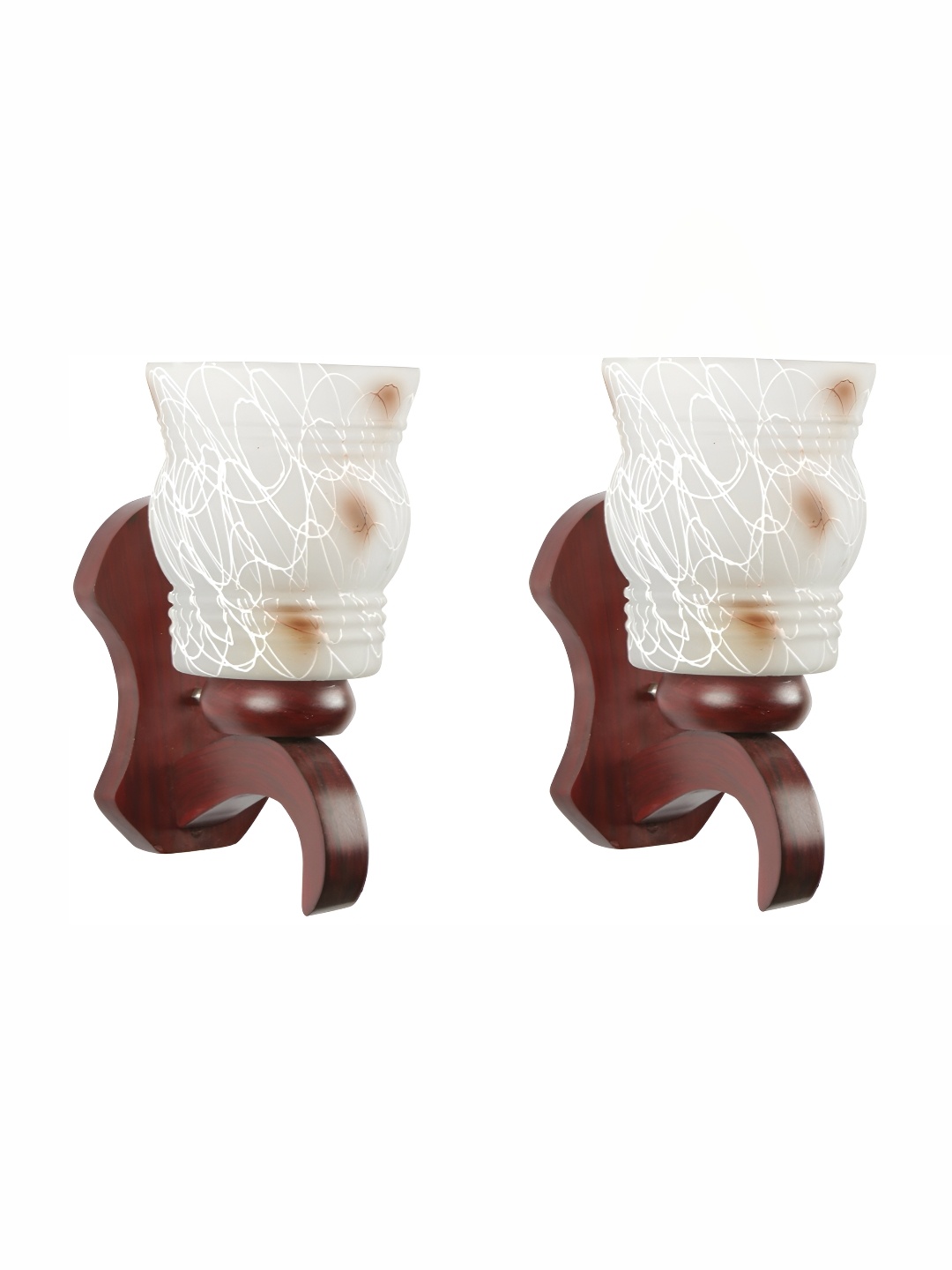 

1ST TIME White & Brown Printed Glass Traditional Wall Lamp