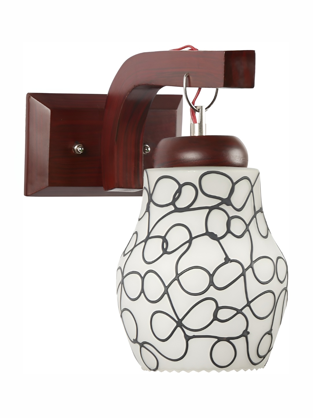 

1ST TIME White & Black Printed Glass Traditional Spherical Shaped Wall Lamp