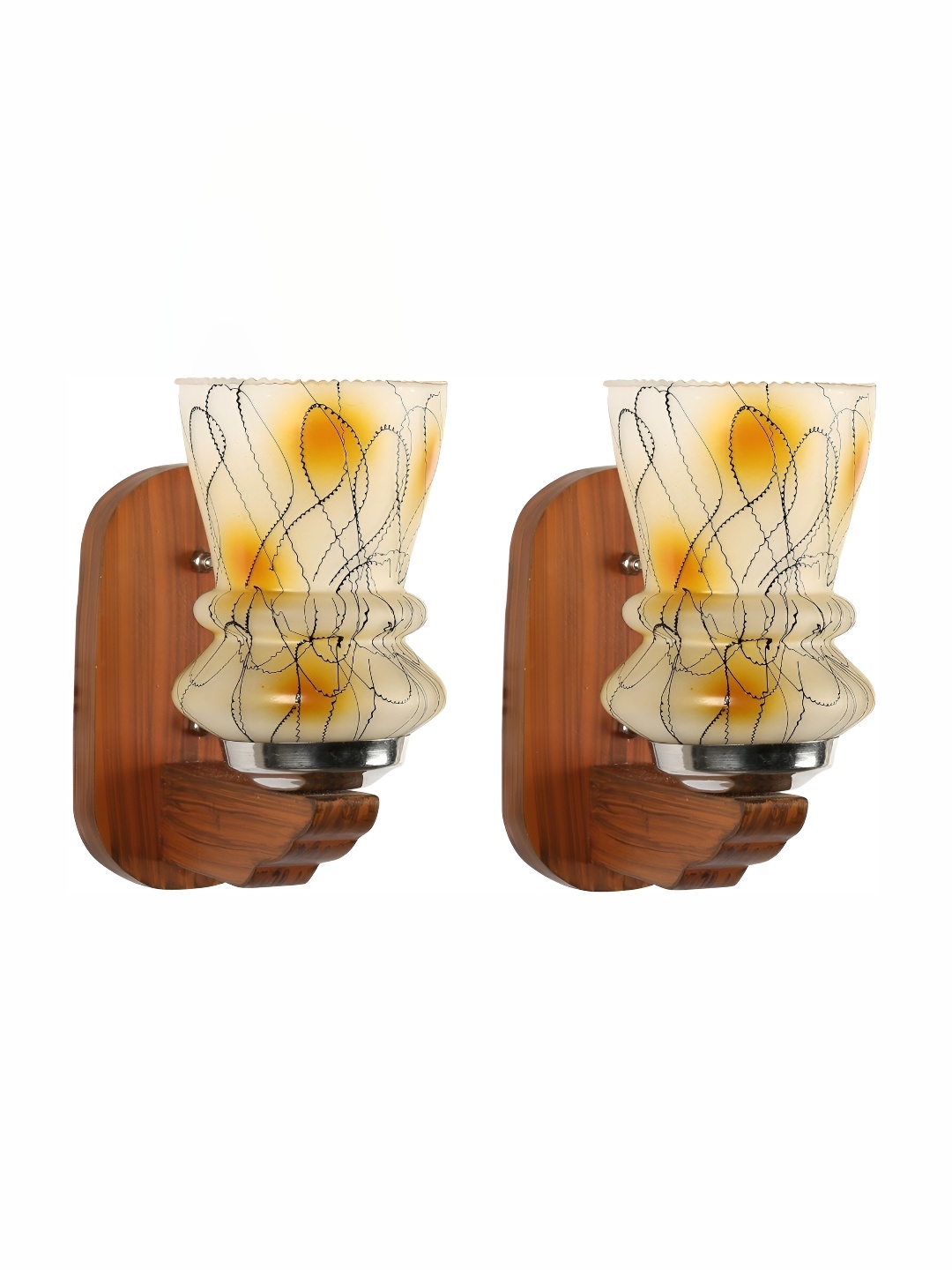 

1ST TIME White & Yellow Textured Glass Traditional Abstract Shaped Shaped Wall Lamp