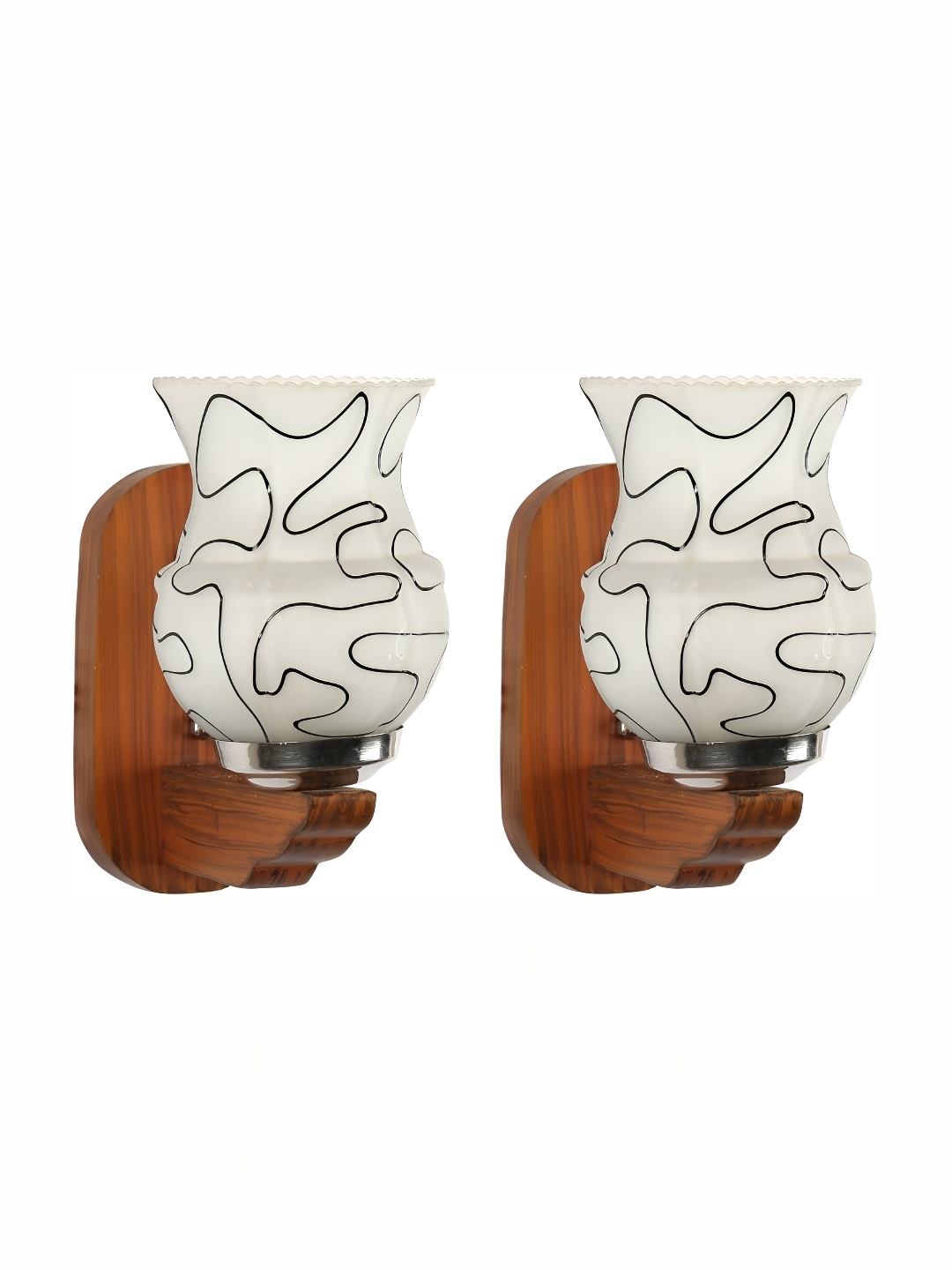1ST TIME Brown & White Printed Glass Traditional Wall Lamp